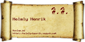 Helmly Henrik névjegykártya